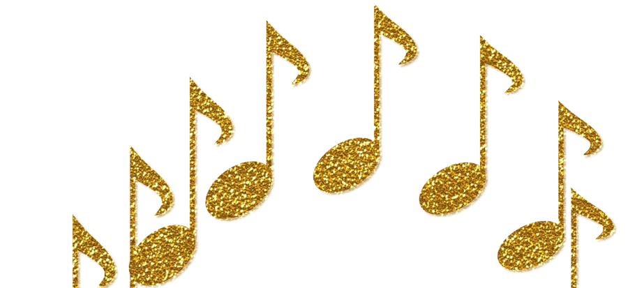 picture of several golden musical notes on a white background